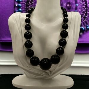 Retro Black Graduated Beaded 14" w/3" ext. Chocker